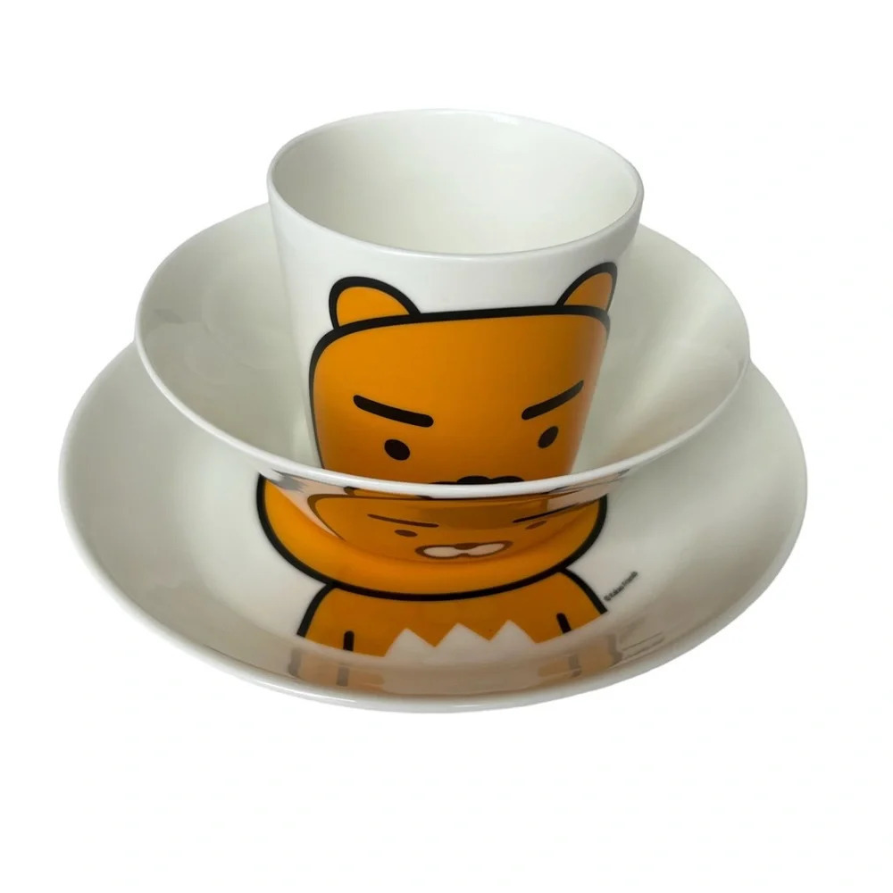 Kakao Friends Ryan Plate Mug Cup Bowl Ceramic Lunch Noodle Set